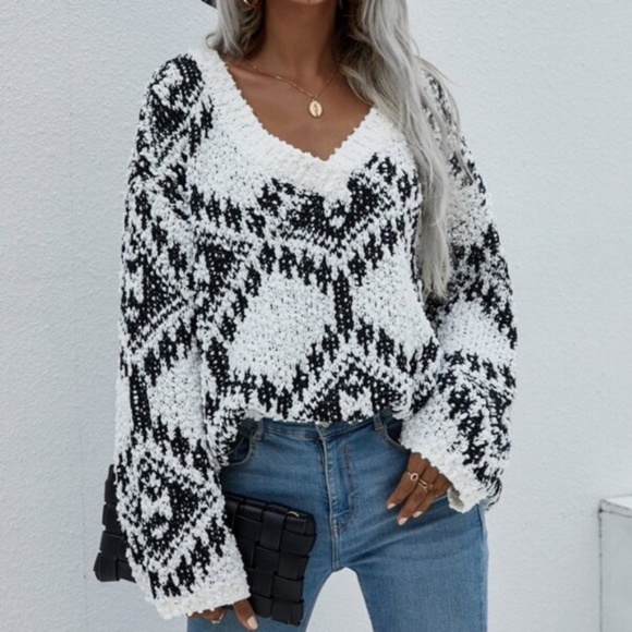 Lilac Purple Popcorn V-neck Off shoulder distressed Sweater - Picture 10 of 12